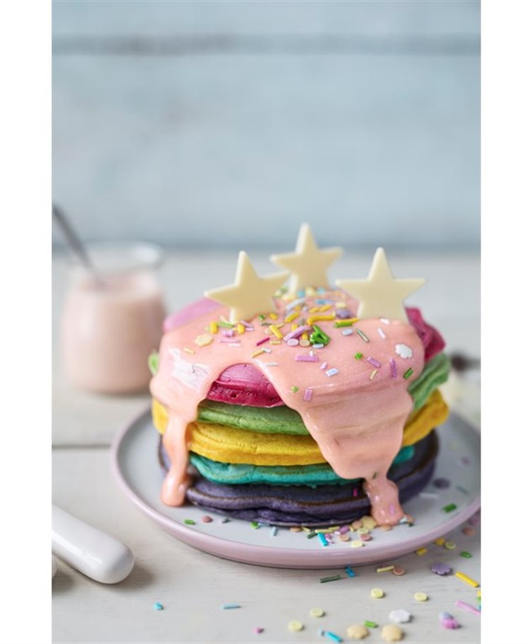 Rainbow Pancakes with Marshmallow Sauce Recipe | Dr. Oetker