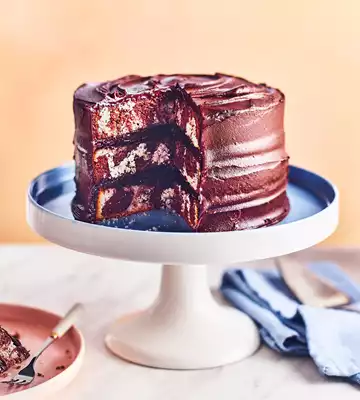 Triple-chocolate swirl cake