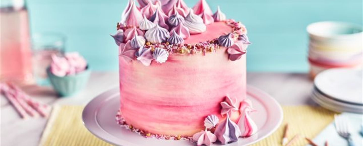 Lemon Raspberry Cream Cake with Meringue Kisses - Baker Jo