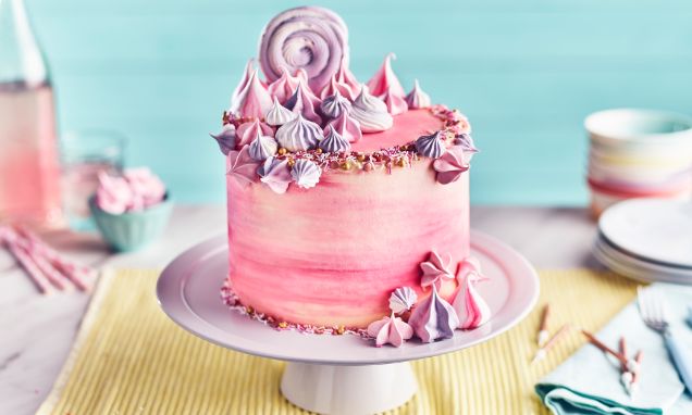 Pink Ombre Cake with Vanilla Buttercream - Supergolden Bakes