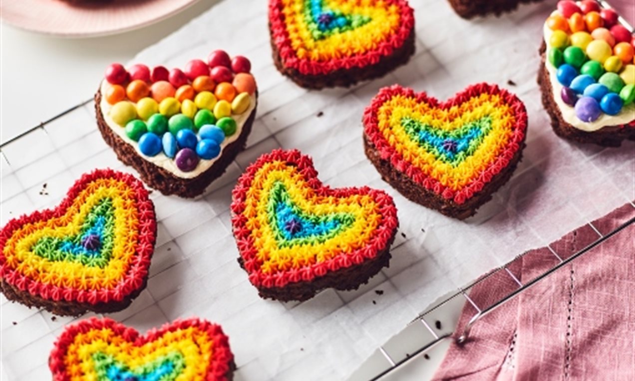 Rainbow Heart Brownies Recipe Dr. Oetker