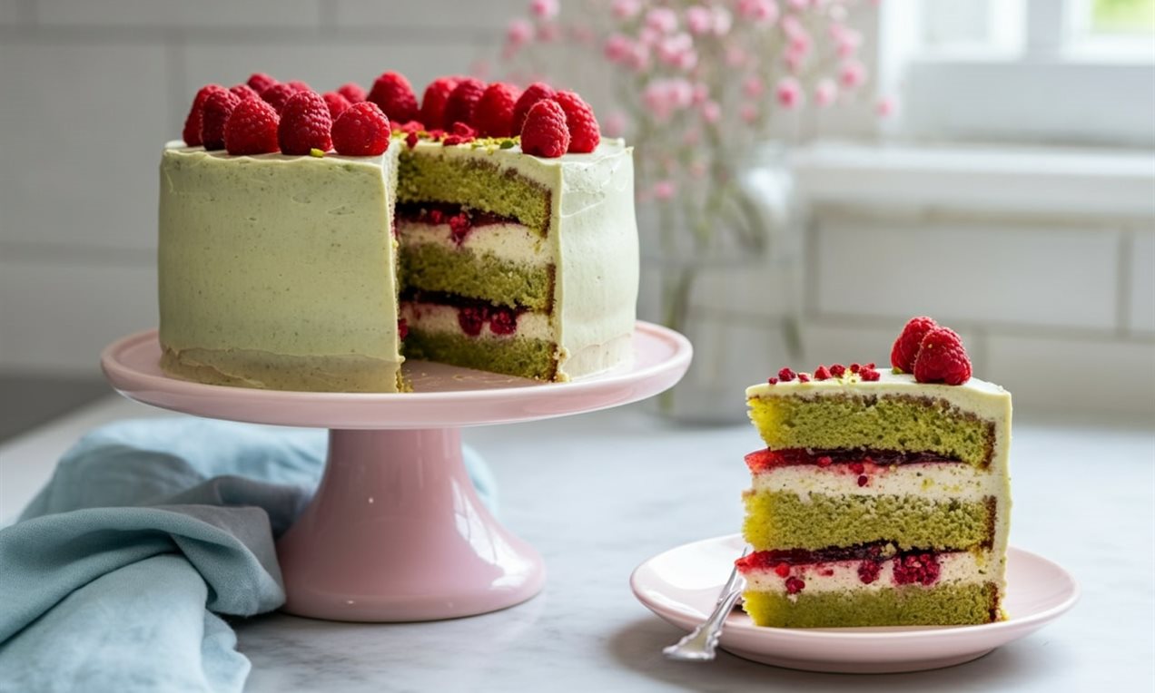 Pistachio and Raspberry Cake Recipe | Dr. Oetker